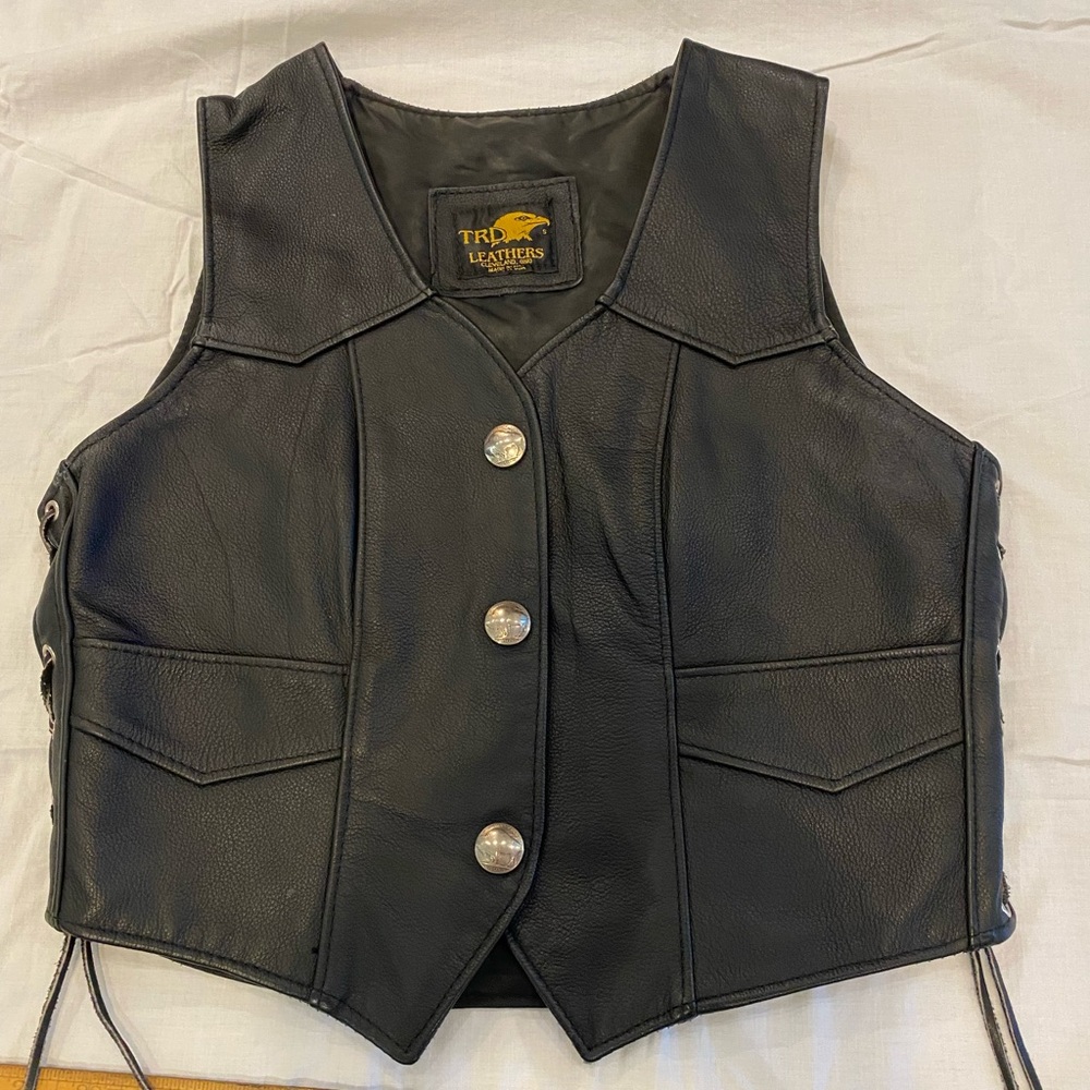 TRD Leather Black Vest Buffalo Nickel buttons